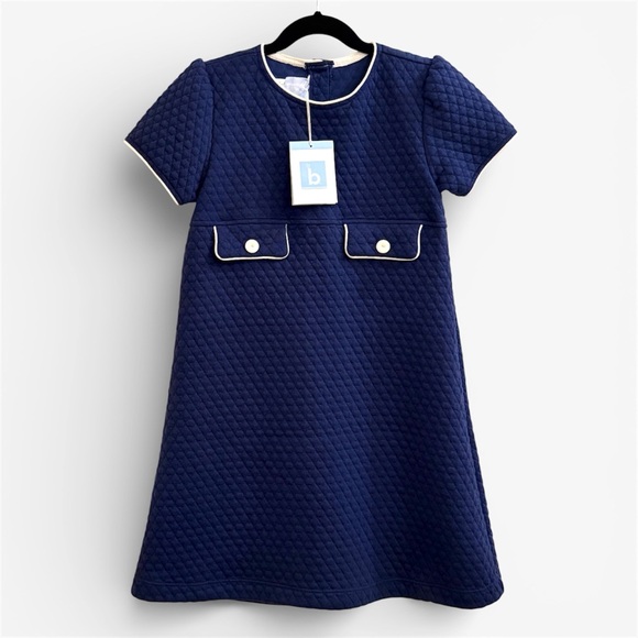 bella bliss Other - NWT Bella Bliss Navy Quilted Dress Girls 7 Button Back Classic Preppy